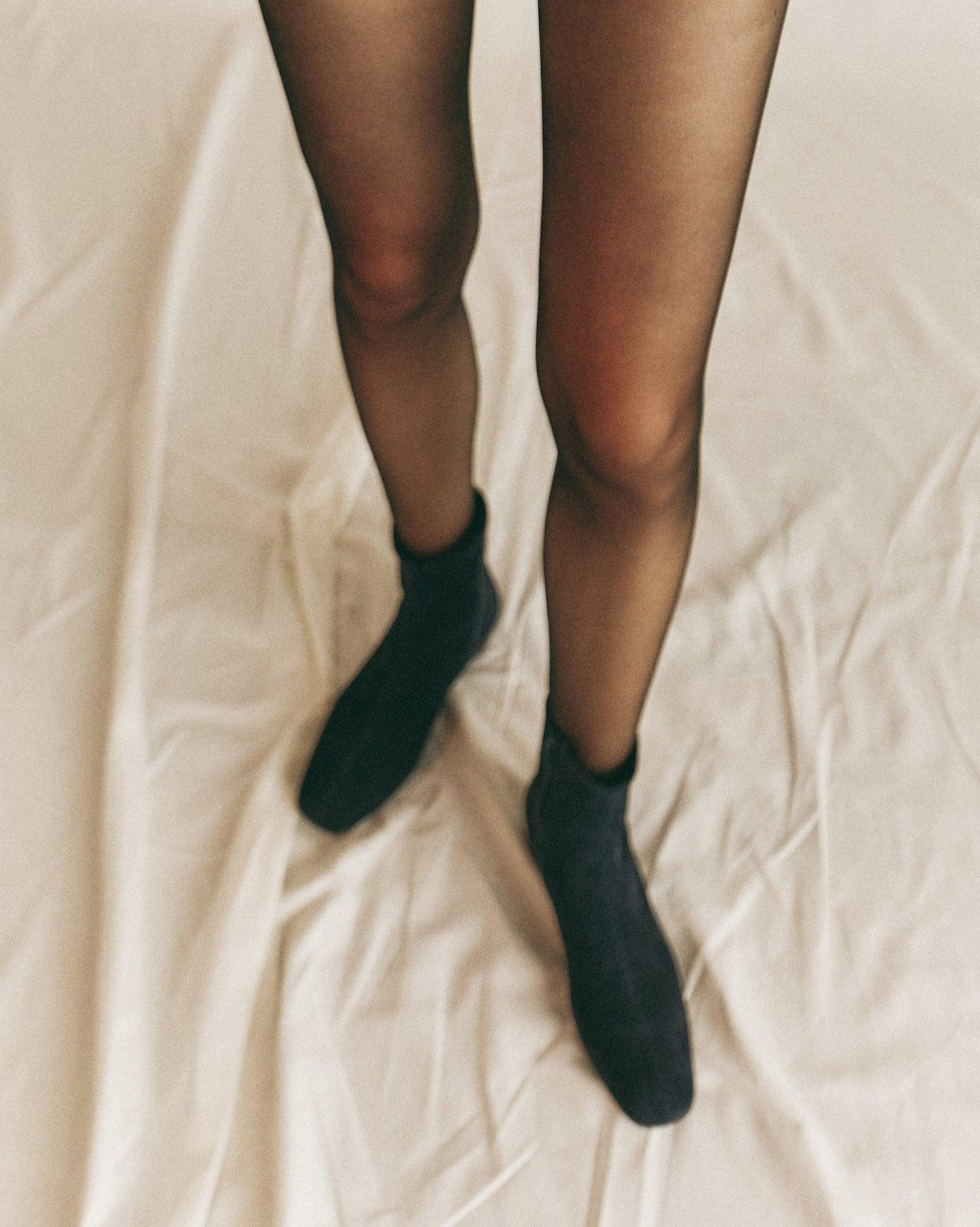 Model Wearing Nightingale Boot in Midnight Blue Suede
