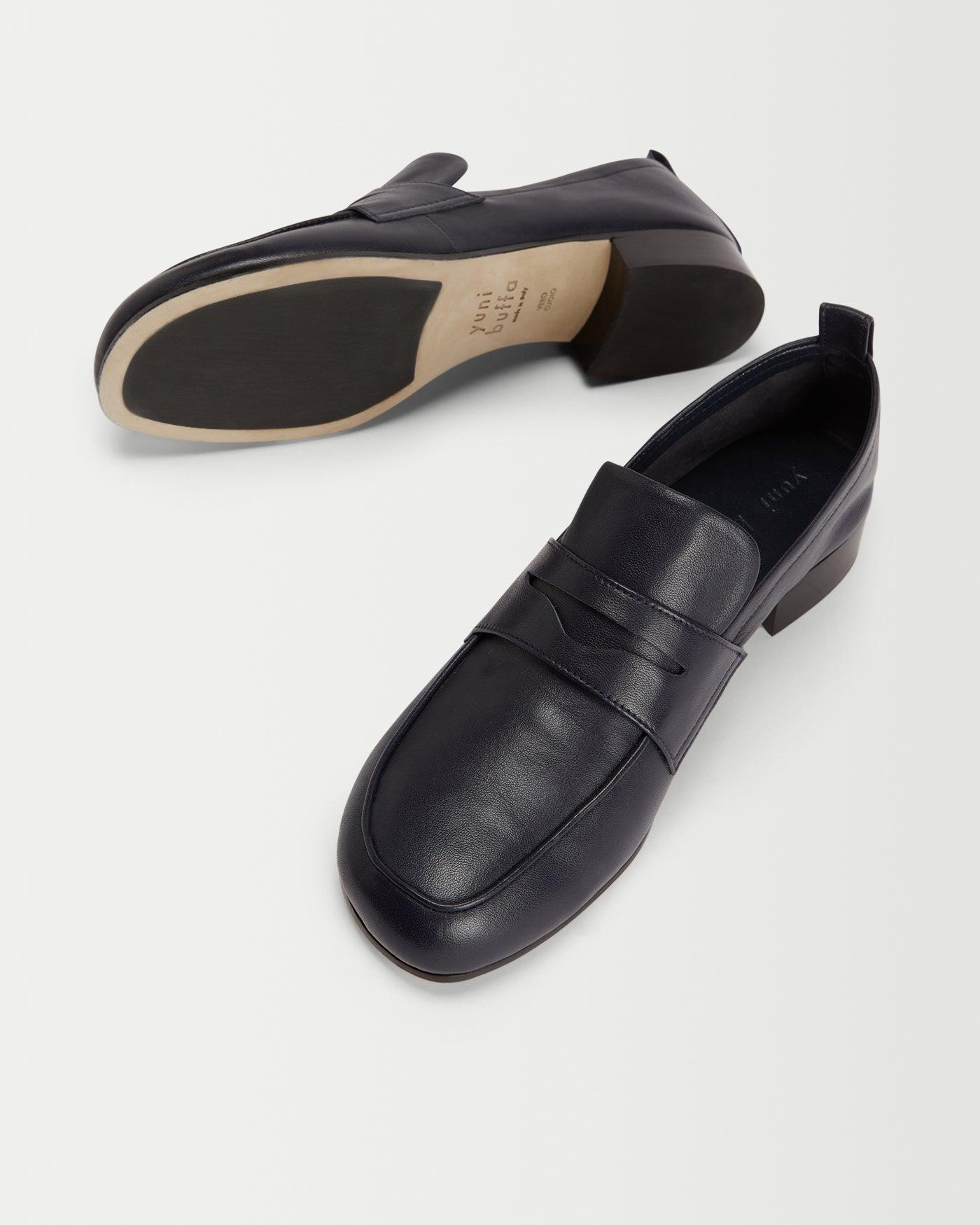 Sole & Upper View Fez Penny Loafer in Navy