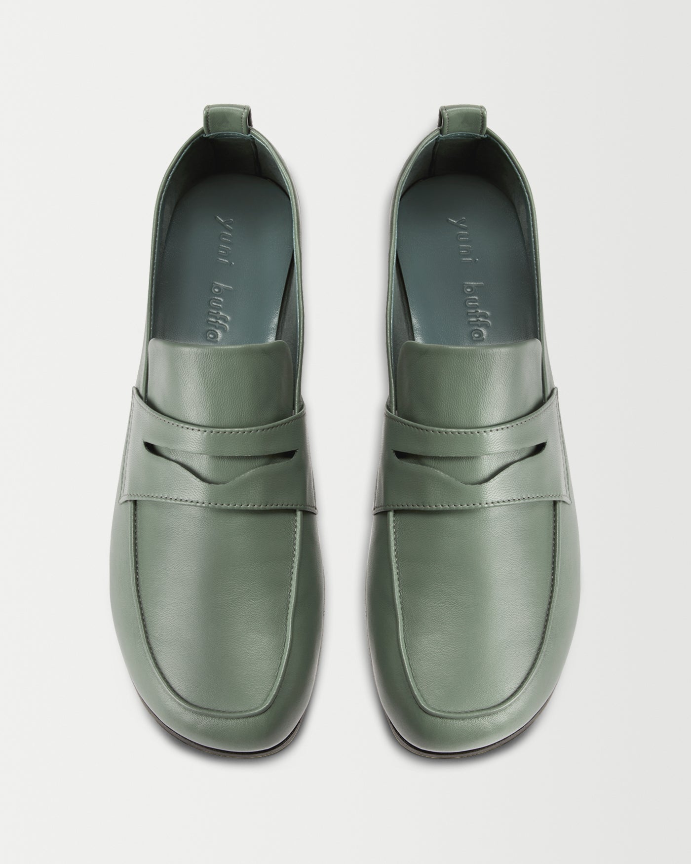 Top view of Fez Penny Loafer in Sage Green