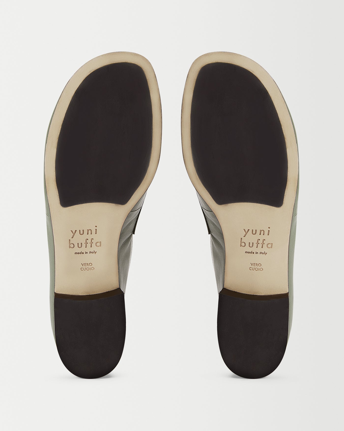 Sole view of Fez Penny Loafer in Sage Green