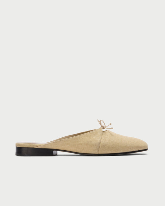 Side view of Mezzo Slide in Natural linen