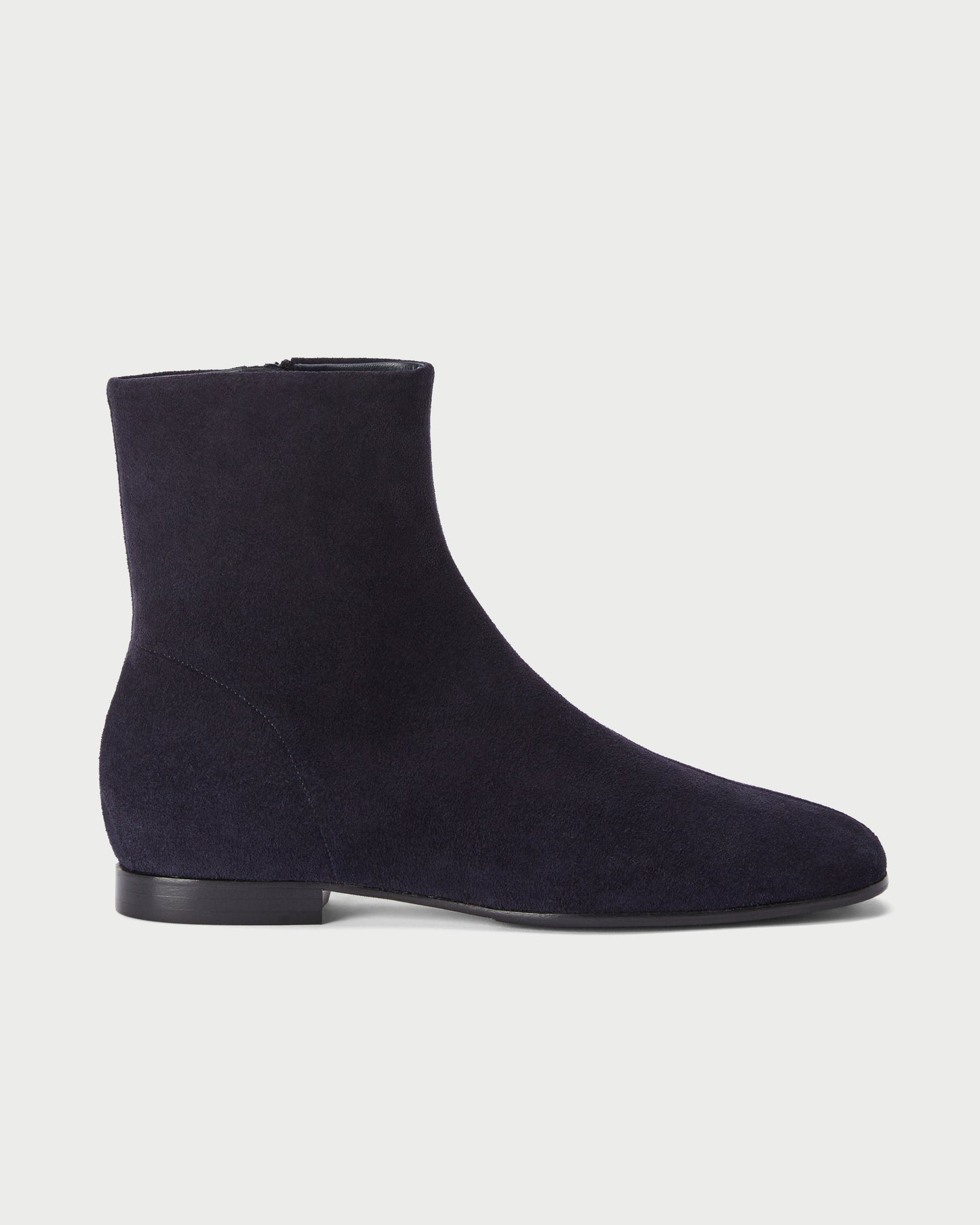 Side View of Nightingale Boot in Midnight Blue Suede