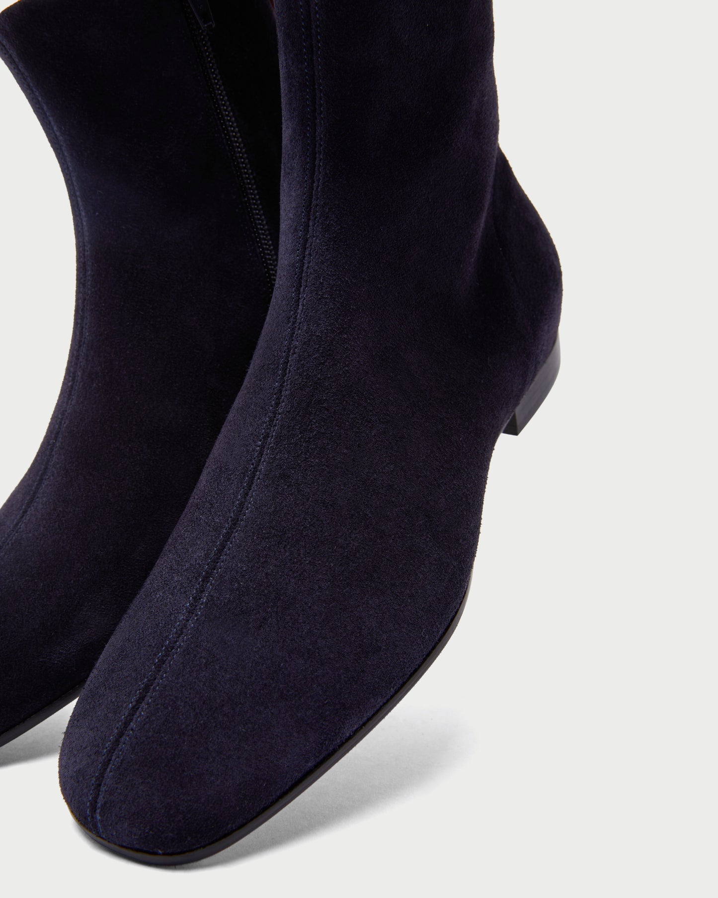 Close up of Nightingale Boot in Midnight Blue Suede
