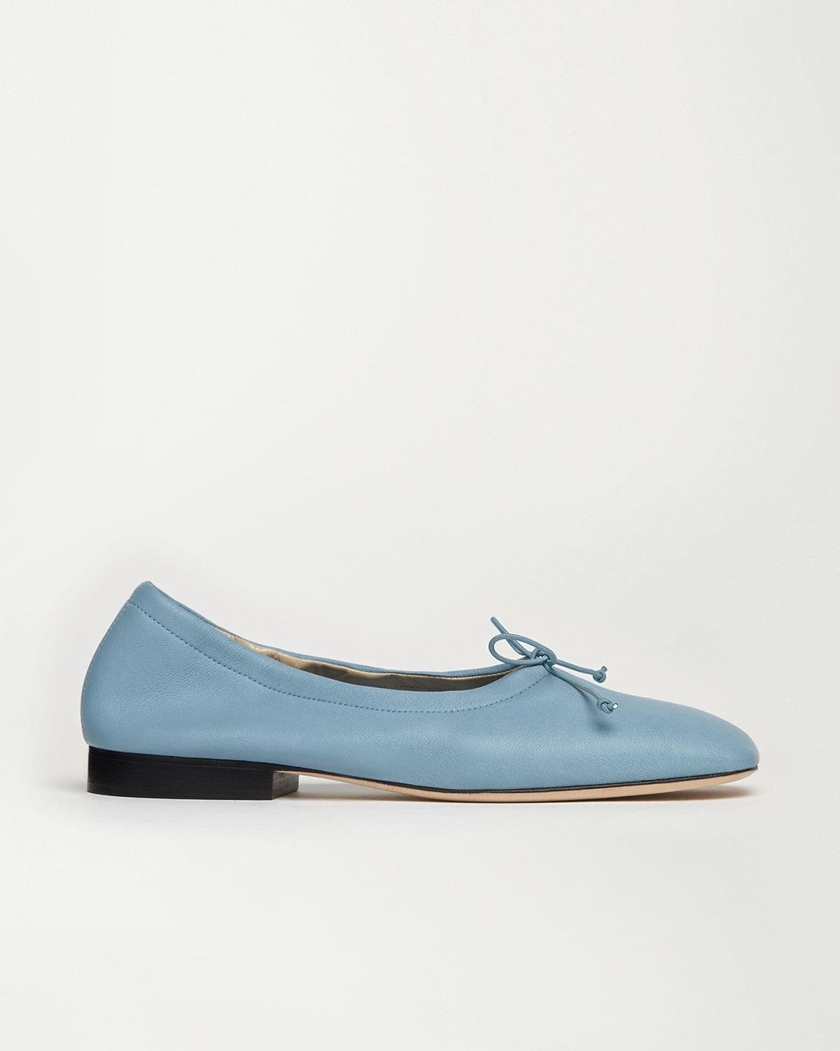 Side view of Pia Ballerina Flat in Bermuda Blue