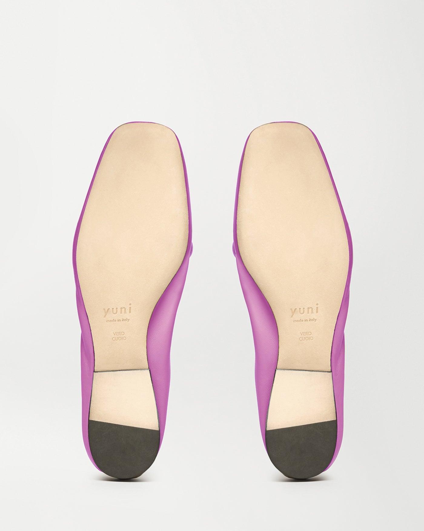 Bottom view of Pia Ballerina Flat in Peony Pink