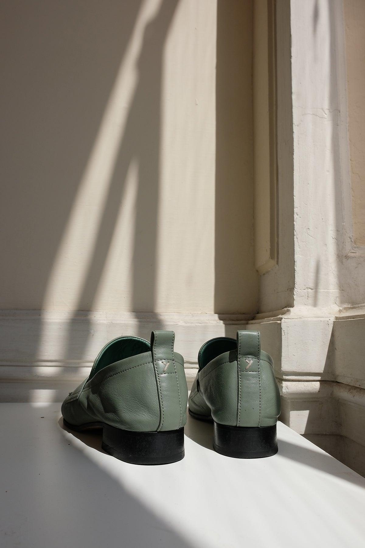 Back View of FEZ PENNY LOAFER - ECRU