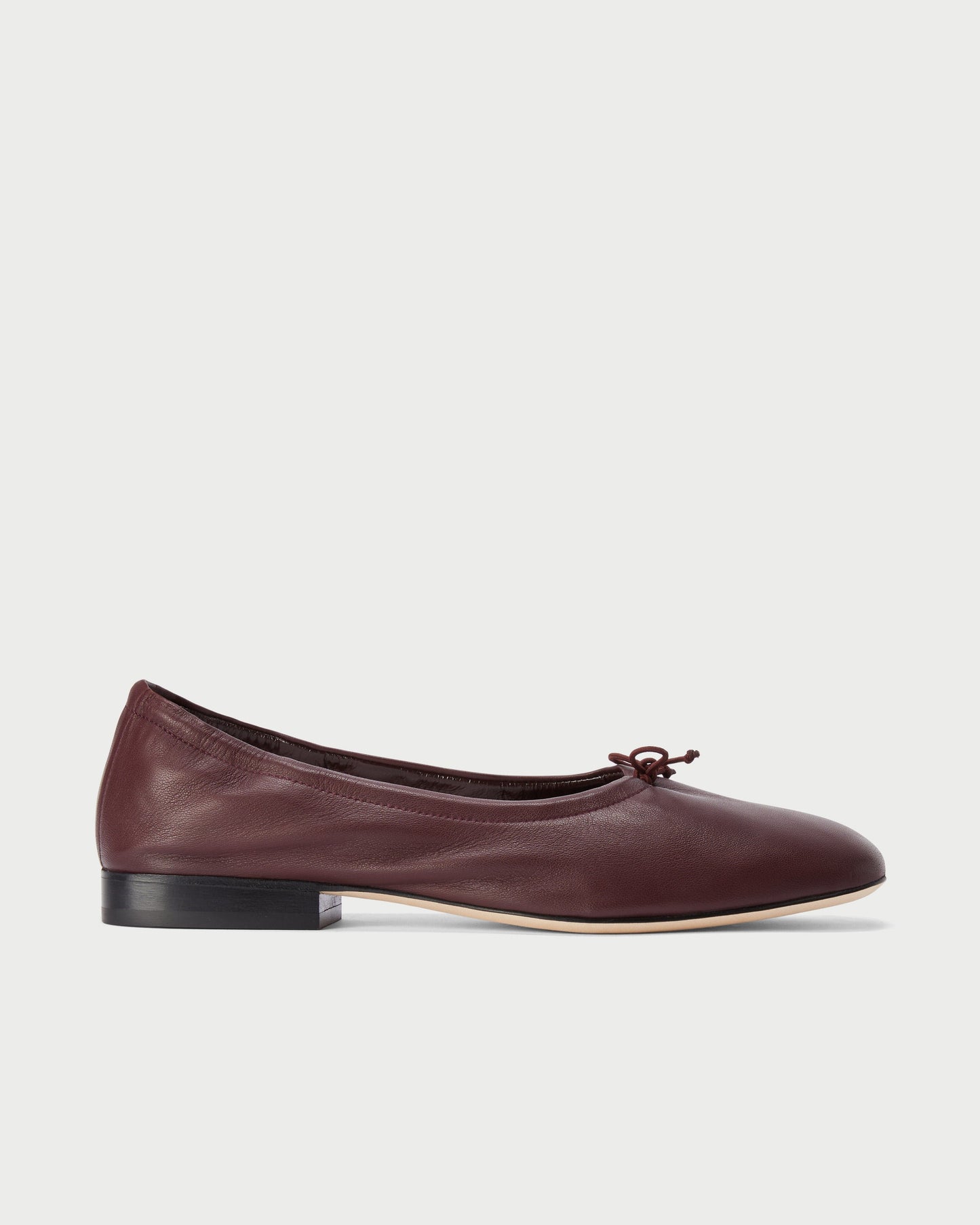 Side view of Pia Ballerina Burgundy leather flats