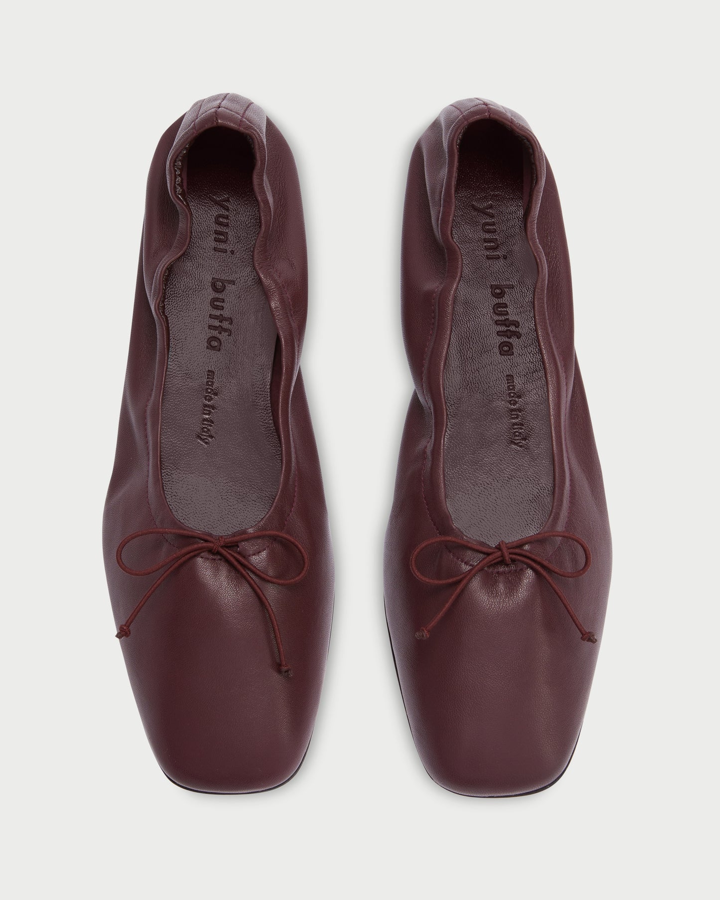 Top view of Pia Ballerina Burgundy leather flats