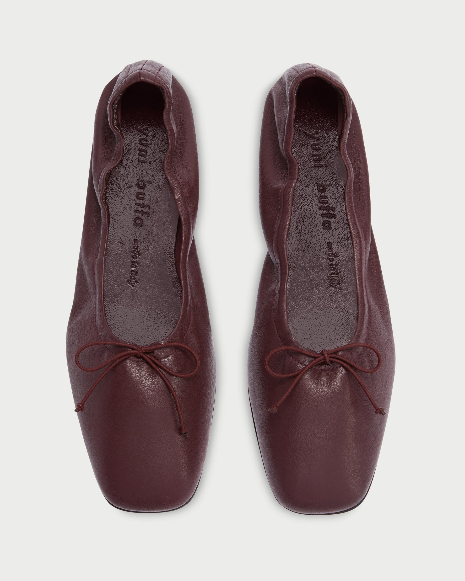 Top view of Pia Ballerina Burgundy leather flats