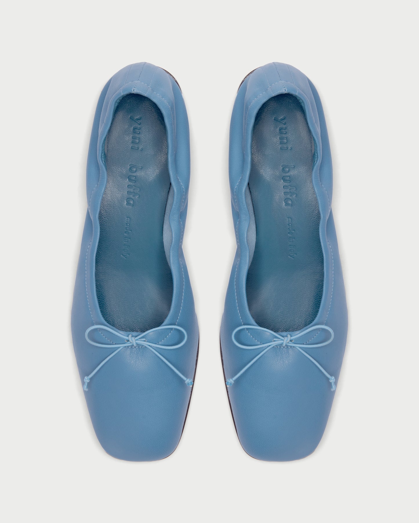 Top view of  Pia Ballerina Flat in Bermuda Blue.