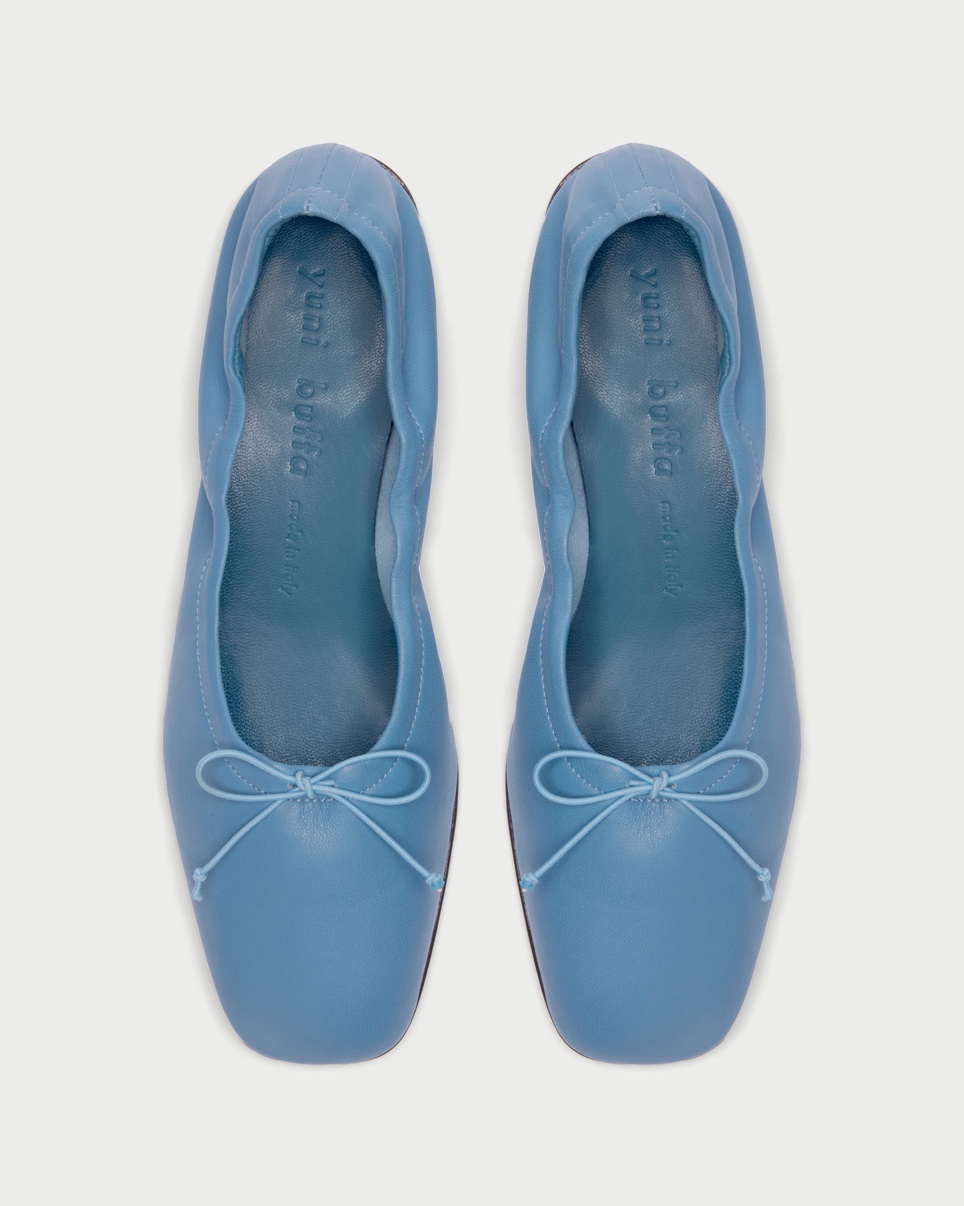 Top view of  Pia Ballerina Flat in Bermuda Blue.