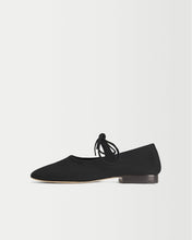 Load image into Gallery viewer, Side view of Yuni Buffa Lola Mary Jane Ballerina Flat shoe in Black color handmade in Italy with Italian Lamb Nappa leather