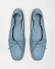 Load image into Gallery viewer, Top view of Yuni Buffa Pia Ballerina shoe in Bermuda blue color made in Italy with Italian Lamb Nappa leather