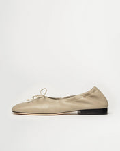 Load image into Gallery viewer, Side view of Yuni Buffa Pia Ballerina shoe in Sahara grayish nude color made in Italy with Italian Lamb Nappa leather